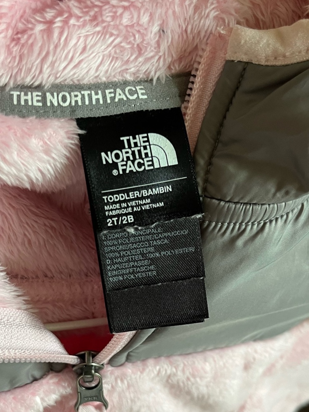 2T The North Face Pink and Gray Plush Fleece Pullover pocket hood - Picture 3 of 6